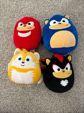 Sonic Character squishmallows - Sonic, Tails, Knuckles, and Shadow!